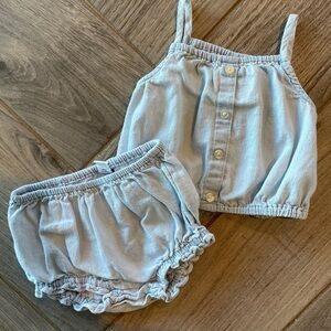 Light denim Kids Tank Top and Shorts Set old babygirl 6-12